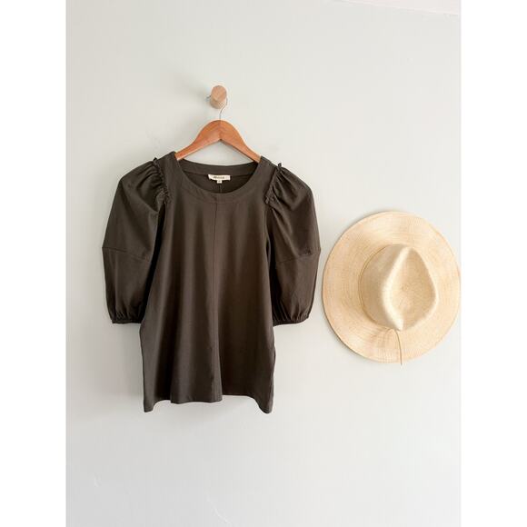 Madewell | NWT Puff-Sleeve Sweatshirt Tee in Dark Surplus Gray | Sz XS - Picture 2 of 10